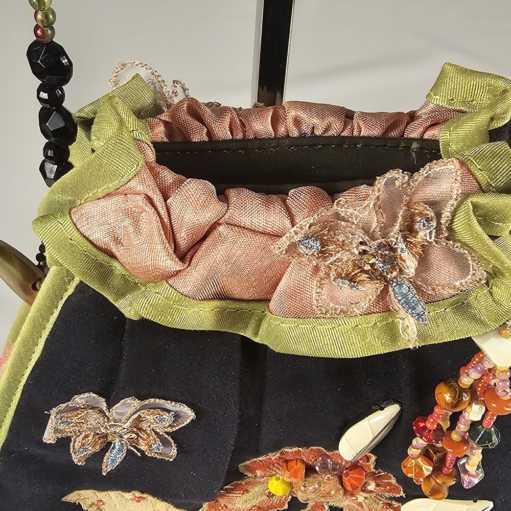 Embroidered Drawstring Bag with Beaded Strap - Picture 12 of 15